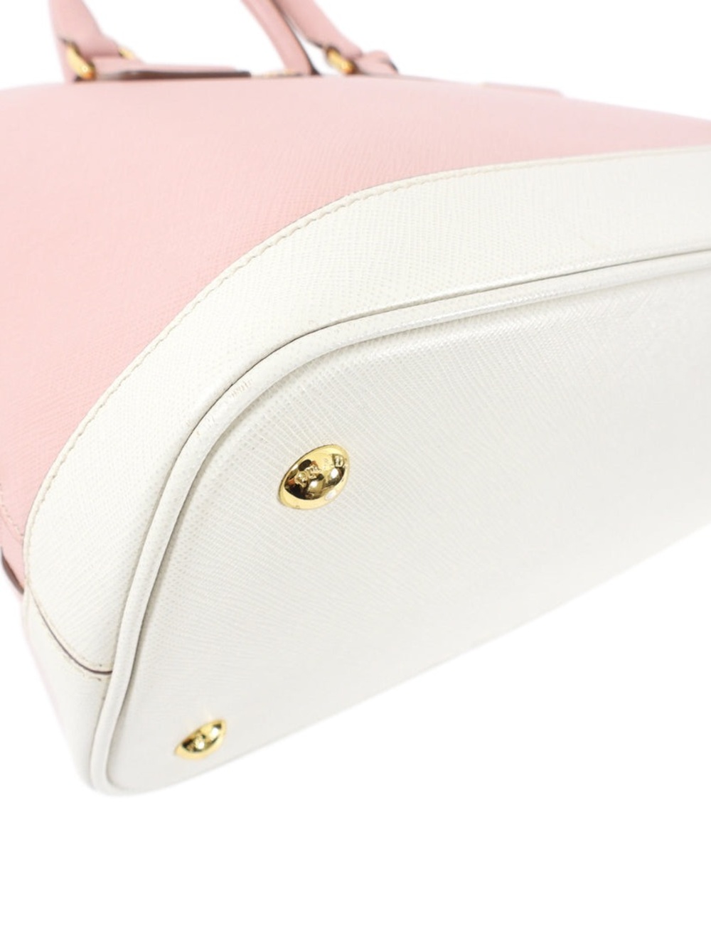 Prada Pink Saffiano Dome Satchel with White Base and Gold Hardware - Picture 11 of 15